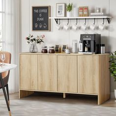 a coffee bar in the corner of a room