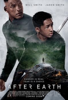 the movie poster for after earth with two men holding swords and looking at each other