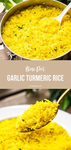 Garlic Turmeric Rice Garlic Turmeric Rice, Flavorful Rice, Turmeric Rice, Rice Side Dish Recipes, Rice Side Dishes, Food Nutrition, Think Food, Side Recipes