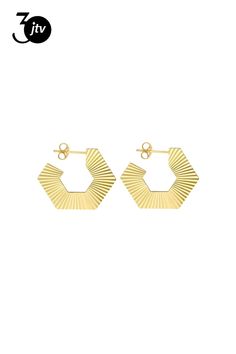 14K Yellow Gold 27.77 Hexagon Radiant J Hoop Earrings Hoop Earrings, Yellow Gold, Yellow, Gold