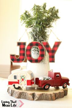 a christmas centerpiece sitting on top of a table