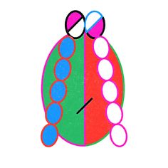 an image of a colorful object with circles and dots on the bottom half of it