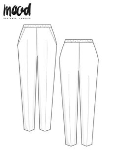 the front and back view of a women's pants sewing pattern