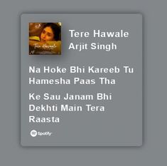 an advertisement for the song'tere hawale arjit singh '