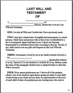 the last will and testament form is shown