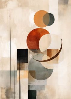 an abstract painting with circles and lines