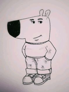 a drawing of a cartoon dog wearing a hat