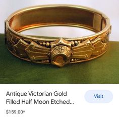 I Have A Beautiful Vintage Victorian Bracelet. The Etching On The Bracelet Is So Exquisite. This One Is On Another Site I Just Wanted To Share With You The History Of This Beautiful Victorian Bracelet Victorian Yellow Gold Bracelet, Victorian Style Collectible Bracelet, Victorian Gold Bracelet Collectible, Victorian Yellow Gold Collectible Bracelets, Victorian Yellow Gold Collectible Bracelet, Victorian Bracelet, Victorian Accessories, Victorian Gold, Unique Vintage