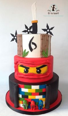 this is a lego cake that looks like it has been made to look like a ninja