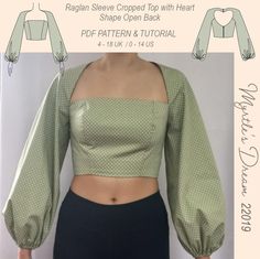 the back of a crop top with puffy sleeves