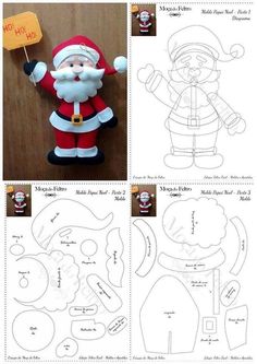 paper cut outs and instructions for santa claus