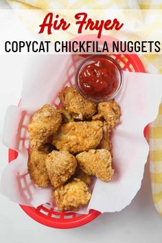 air fryer copycat chicken nuggets with ketchup on the side