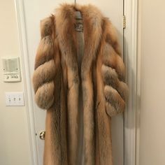 Appraised When Initially Sold In The Summer Of 1989 For $8,400 Which In Today's Dollars Equates To $17,100. This Stunning Full-Length Genuine Golden Island Fox Fur Coat Is In Basically Unworn And Perfect Condition. See Video Link Below. There Is No Size Tag On The Coat, But I'd Approximate It As A Women's Regular Medium. Single Hook And Clasp Located Just Above The Waist. Name Embroidered On The Inner Lining (See Pics), But This Can Be Easily Removed By The New Owner, Or Left As A Path To Its Pr Red Fox Fur Coat, Womens Faux Fur Coat, Deer Season, Fox Fur Coat, Fur Coats, Faux Fur Coat, Fox Fur, Size Tag, Red Gold