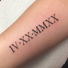 30+ Roman Numerals Tattoo Ideas for Men and Women - Tattoo Inspo Hub Tattoo Fonts Numbers Roman Numerals, Roman Numeral Tattoo Styles, Roman Numeral 7 Tattoo Fonts, Tattoo Of Roman Numerals, Roman Date Tattoo Ideas, Fonts For Roman Numeral Tattoo, Tattoo Designs Men Roman Numerals, Roman Times Tattoo, Tattoo Fonts Roman Numerals