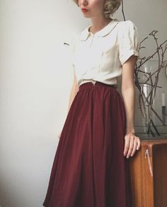 Skirt Diy, Vestidos Vintage, 1940s Fashion, Look Vintage, Mode Vintage, Looks Style