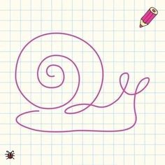 a drawing of a snail with a pencil in it's mouth and an eraser next to it