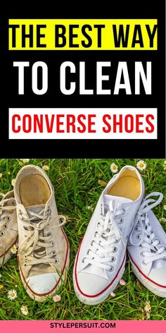 Check out a step-by-step guide for cleaning Converse sneakers made of canvas, leather, and synthetic materials. Additionally, there are tips for preventing damage and treating common stains like grass, mud, and blood. Clean White Converse, Cleaning Converse, Clean Canvas Shoes, Clean Converse Shoes, How To Clean White Converse, Clean Converse, White Converse Shoes, Shoe Hacks, White Canvas Shoes