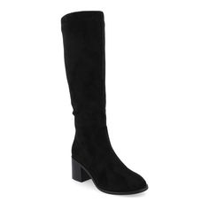 A stacked block heel adds a chic touch to these Journee Collection Tru Comfort Foam women's Romilly heeled knee high boots. WC = wide calf; XWC = extra wide calf Click this FOOTWEAR GUIDE to find the perfect fit and more! FEATURES Tru Comfort Foam footbed Stacked block heel Inside zipper Knee highCONSTRUCTION Faux leather upper Fabric lining Faux leather midsole Man-made outsoleDETAILS Round toe Zipper closure Foam footbed 2.5-in heel 15-in. shaft Shaft circumference: 14-in. Shaft circumference: Heeled Knee High Boots, Wide Calf, Journee Collection, Calf Boots, Knee High Boots, High Boots, Black Suede, Knee High, Block Heels