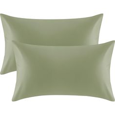 two sage green pillow cases on a white background, one is plain and the other is plain