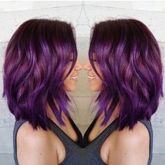 Purple Plunge by @masey.cheveux #hotonbeauty Short Purple Hair, Short Ombre Hair, Hair Color Purple, Grunge Hair, Purple Hair, Ombre Hair, Hair Dos