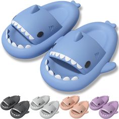 PRICES MAY VARY. 🦈【 Upgrade Shark Slides 】: MUMIK Cute Slippers are made of upgraded EVA healthy material, which is soft and comfortable with excellent flexibility and durability. Our shark shoes curved-designed footbed reduces pressure and keeps feet comfortable even after prolonged wear. 🦈【Upgraded Non-Slip Thickened Sole Design】: MUMIK shark slides use a 1.57inch thick sole, the sole is double non-slip texture, and has an anti-collision design to protect the toes, which is thicker, softer, Shark Sandals, Slides For Kids, Shark Slides, Shark Shoes, Sandals Comfy, Cute Slides, Shark Slippers, Slides Slippers, Cute Slippers