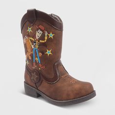 Woody and his pal Bullseye are here to make your little cowboy look adorable with the Toddler Boys' Toy Story Pull-On Boots in Brown. These boots are crafted from a durable material for a lasting use. Not only will these Toy Story pull-on boots provide a super comfy feel but also keep your kid's feet protected. Size: 7. Gender: male. Pattern: Fictitious Character. Vintage Boy Clothes, Toy Story 2nd Birthday Boys, No Heel Boots, Little Cowboy, Disney Shoes, Woody Toy Story, Toddler Boots, Second Birthday, Cute Boots