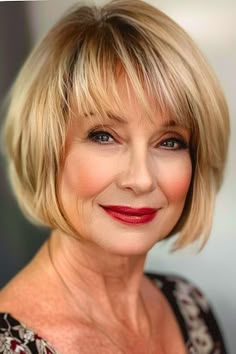 Short Bob With Fringe Over 50, Medium Length Hair With Layers Over 50, Haircuts For Women Over 50 With Bangs, Women Over 50 With Bangs, Over 50 With Bangs, 2024 Haircuts, Fine Hair Bangs, Style Bangs, Bob Hairstyles With Bangs