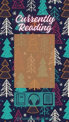 a book cover with trees and snowflakes on it, the title currently reading