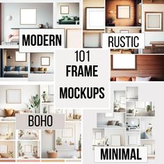 10 modern frame mockups for photoshopped in different styles and sizes, all with white