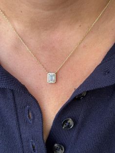 One of my favorite gemstones to work with, Moissanite has a beautiful brilliance and sparkle just like that of a diamond. Hence, our Moissanite emerald cut necklace is a must-have! Information: ✨ Sterling Silver ( 925 stamped) | 14K Gold ✨ Genuine Moissanite Gemstones ✨ Adjustable: 16" - 18" ✨ Hypoallergenic ✨ Tarnish Resistant Our emerald cut Moissanite necklace is a highlight of our craftsmanship and attention to detail, from the metals chosen to the perfectly set gemstones. For us, quality is Emerald Cut Necklace, Emerald Cut Solitaire, Halo Necklace, Solitaire Necklace, Emerald Cut Moissanite, Moissanite Necklace, Solitaire Necklaces, Necklace Minimalist, Diamond Halo