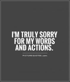 i'm truly sorry for my words and actions