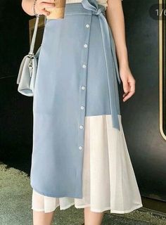 Skirt 2023 Trend Summer, Two Tone Skirt, Skirt Outfits Ideas, Ball Gown Prom Dresses, Dresses Short Prom, Gown Prom Dresses, Long Skirt Fashion, Short Prom Dresses