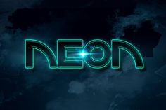 the word neon is glowing against a dark background