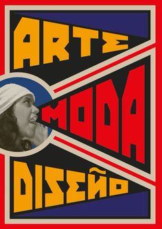 an art deco poster featuring a woman's face and the words art modo