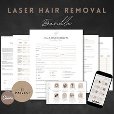 the laser hair removal kit is shown on top of a black background with text that reads laser hair removal bundle