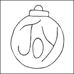 a black and white drawing of a christmas ornament with the letter j on it