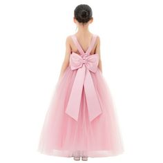 This gorgeous flower girl dress features an open back satin bodice with an elegant pre-tied bow in the back. The tulle skirt has 6 layers, top 3 layers are made of tulle. The 4rd is a layer of satin lining, 5rd layer is an attached crinoline netting for additional fullness and the 6th layer is another layer of soft satin lining to bring comfort to your little girl while wearing the dress. Size: size 4.  Color: Pink.  Gender: female.  Age Group: toddler. Flower Girl Light Pink, Princess Dresses Toddler, Flower Girl Dresses Pink, Dresses For Flower Girls, Flower Girl Dress Pink, Formal Flower Girl, Pink Dresses For Kids, Pink Flower Girl Dress, Silk Flower Girl Dress