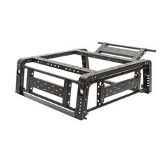 an image of a black metal frame for a large tv monitor holder on a white background