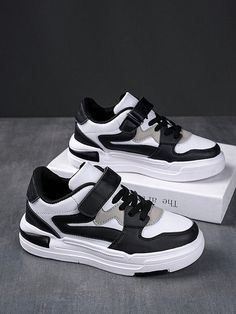 Teenagers' Lightweight & Versatile Chunky Sneakers, Sports Shoes For Autumn Winter Black and White         Teen Shoes, size features are:Bust: ,Length: ,Sleeve Length: White And Black Shoes, Shoes For Autumn, Teen Shoes, Dad Sneakers, Shoes Teen, Casual Sport Shoes, Chunky Sneakers, Kids Sneakers, Sports Shoes