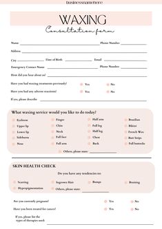 Esthetician Client Forms, How To Start A Waxing Business, Waxing Promotion Ideas