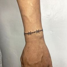 a hand with a barbed wire tattoo on it