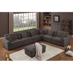 a large sectional couch in a living room