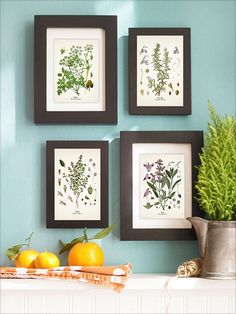 This is a set of 4 prints of common herbs. The images have been digitally enhanced and put onto a tea-stained paper background to enhance the antique tone. The prints included in this set are: Rosemary Sage Thyme Parsley All prints are on professional, 100% cotton, 240gsm textured watercolor paper that is made specifically for digital prints. Prints will be shipped with a clear protective sleeve and sturdy backing. Frames and mats are not included, so you can customize this beautiful print to fi Pictures For Kitchen Walls, Kitchen Utensils Design, Kitchen Wall Art Set, Tea Stained Paper, Rosemary Sage, Diy Kitchen Table, Unusual Pictures, Kitchen Design Diy, Botanical Illustration Vintage