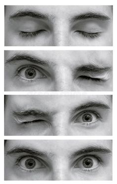 four different views of the eyes of a man