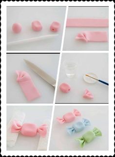 how to make bows with fondant and ribbon for cake decor or cupcakes