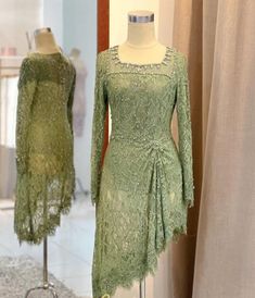 Sage Green Kebaya, Renda Kebaya, Mix And Match Outfits Hijab, Kebaya Lace, Kebaya Brokat, Hijab Wedding