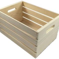 a wooden crate is shown with the lid open and it's bottom half closed