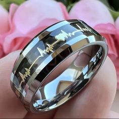 New Stainless Steel Heart Beat Ring Size 6 To 13 Available 8mm For Men Or Women Heart Beat Ring, Cool Rings For Men, Eclipse Of The Heart, Mens Stainless Steel Rings, Mood Ring, Heart Beat, Stainless Steel Rings, Steel Ring, Piercing Jewelry