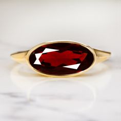 MOVAL RED GARNET 14K YELLOW GOLD RING EAST WEST BEZEL OVAL MARQUISE SOLITAIRE Dinner Rings, Garnet Ring Gold, Marquise Solitaire, Dinner Ring, Purple Stone Rings, Garnet And Diamond Ring, Antique Engagement Rings Vintage, Hand Rings, Red Stone Ring