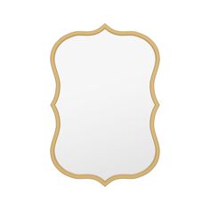 a white and gold framed mirror with an ornate frame on the front, against a white background